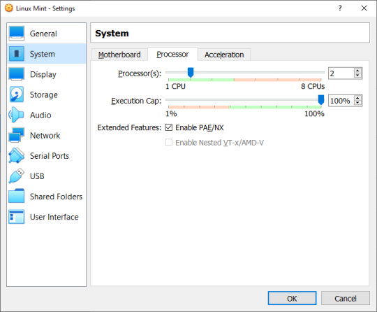 Výber počtu procesorov.